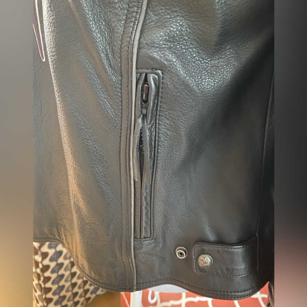 Harley-Davidson Purple Steel Heart Leather Jacket Hoodie 3in1, BLK,Women Size S - Picture 8 of 16
